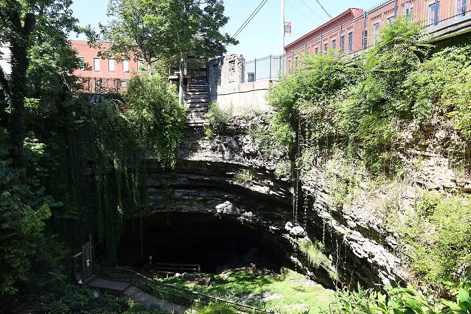 Stairway descending into Hidden River Cave beneath downtown Horse Cave